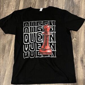 Men's Black T-Shirt with Red Queen Graphic